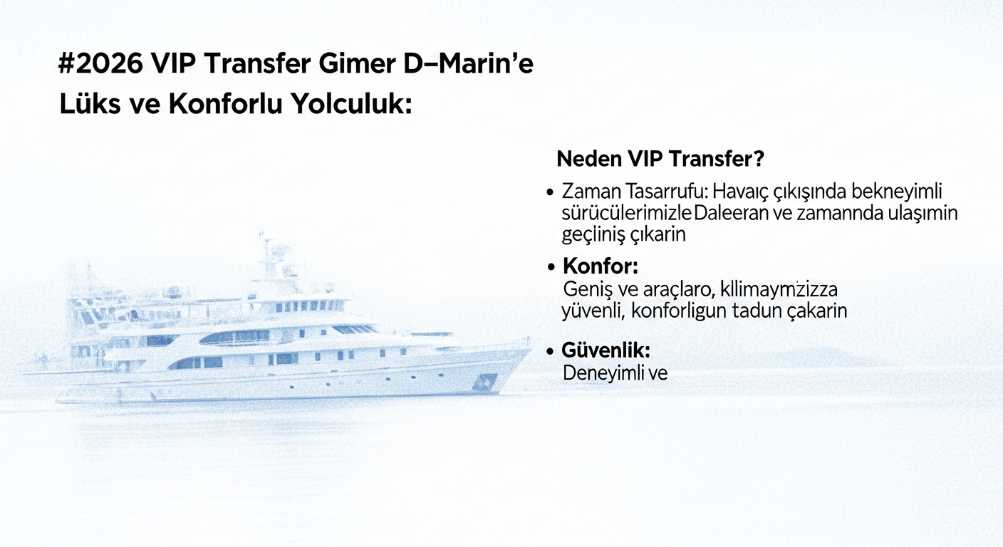 Dalaman Airport to Göcek D-Marin 2026 VIP Transfer Fees - Routes | Dalaman VIP Transfer